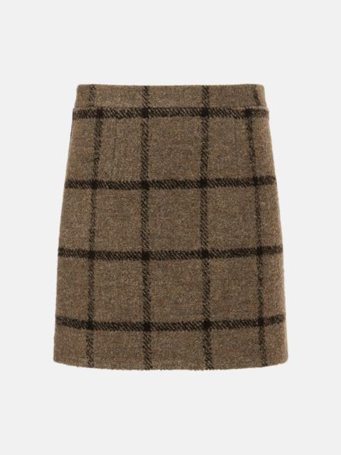 PATOU Checked wool-blend tweed miniskirt