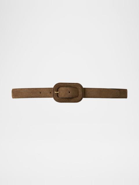 TOTEME Wide Buckle Suede Belt