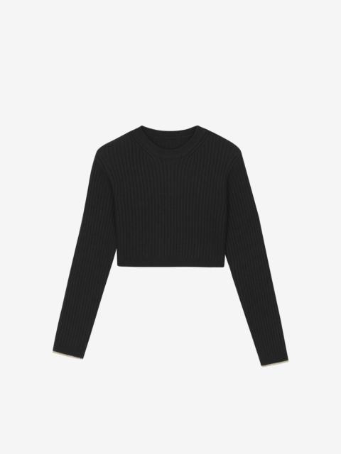 The Frankie Shop Ritsem Cropped Ribbed Wool Sweater - Black