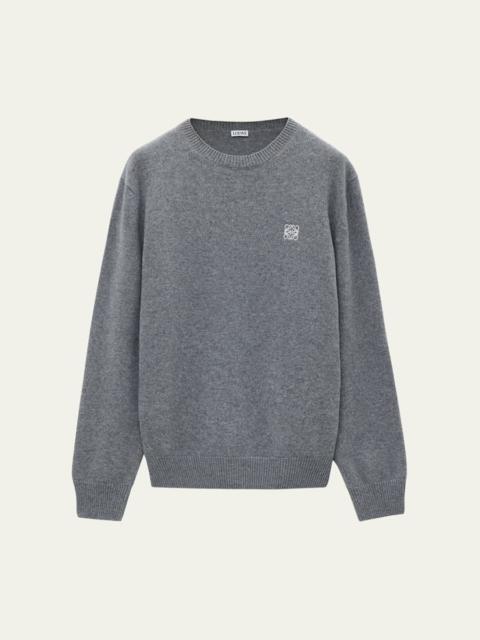 Loewe Men's Wool Mini-Anagram Crewneck Sweater