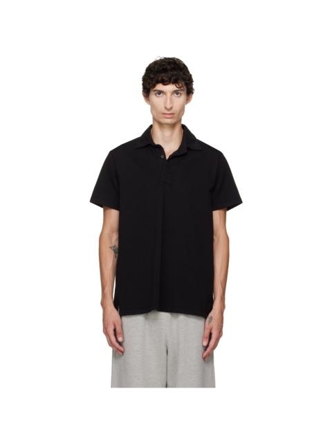 LES TIEN Black Short Sleeve Rugby Polo
