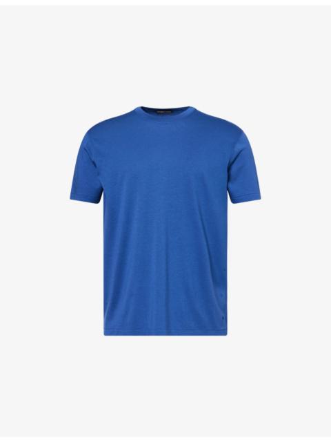 TOM FORD Brand-Embroidery Crewneck Woven T-Shirt