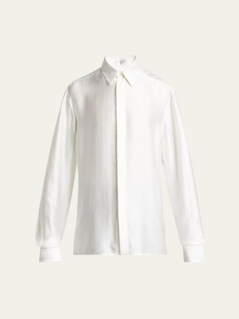 SAINT LAURENT Men's Striped Satin Dress Shirt
