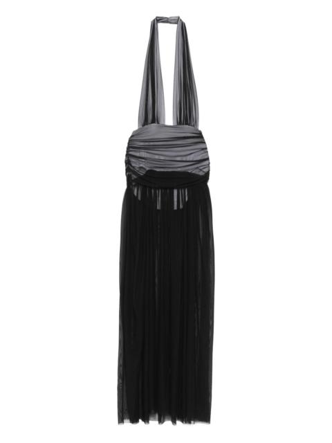 NORMA KAMALI halterneck shirred maxi dress