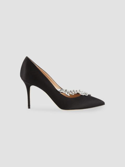 Manolo Blahnik Women's Nadira 90MM Crystal-Embellished Satin Pumps - Black