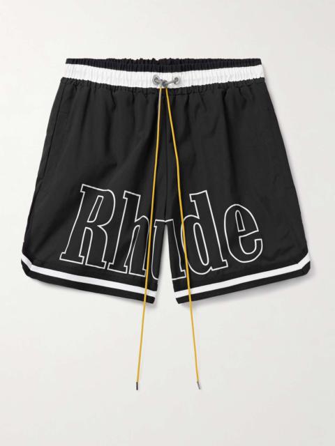 Rhude Straight-Leg Mid-Length Logo-Print Striped Swim Shorts