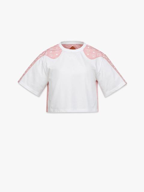 MCM Laurel Cropped T-Shirt in Organic Cotton and Monogram ECONYL®
