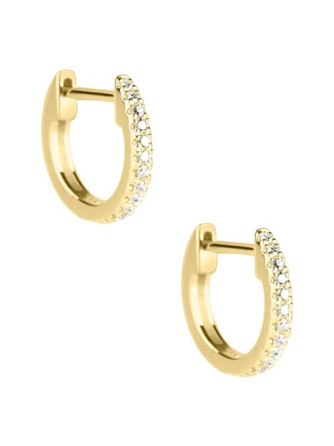 STONE AND STRAND White Diamond Pave Huggie Earrings