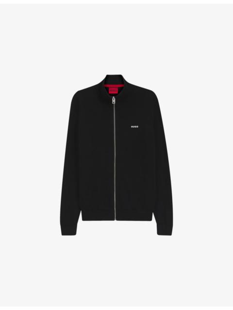 HUGO Branded-Print Zip-Up Cotton-Knit Jacket