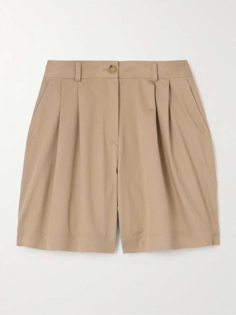 Pleated organic cotton-twill shorts