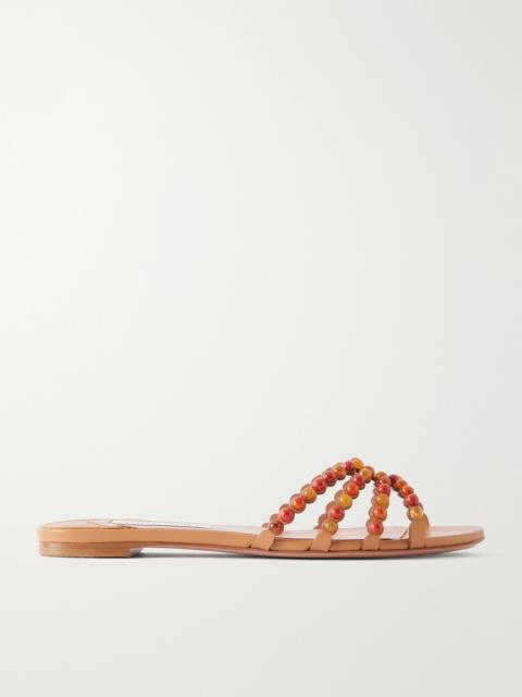 AQUAZZURA Gemma Embellished Leather Sandals
