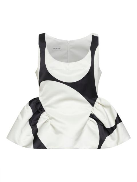 Dries Van Noten Black duchess Oversized Ellipses-print peplum top
