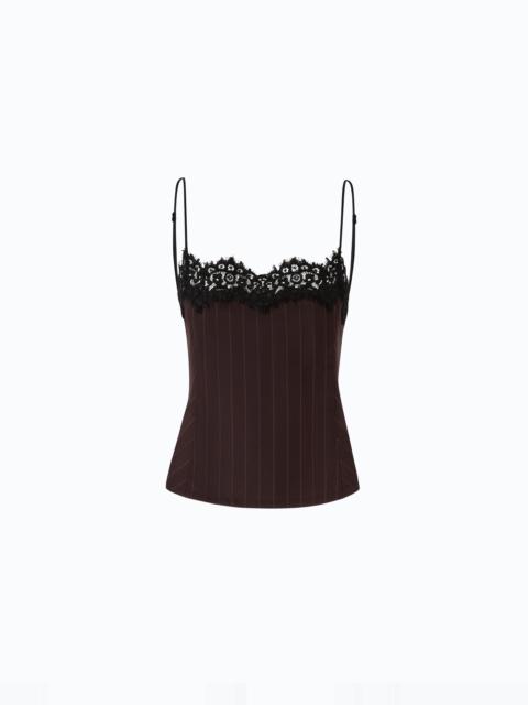 PINKO CHECK TOP WITH LACE