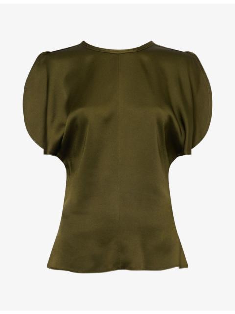Victoria Beckham Bela Open Cap-Sleeves Satin Top