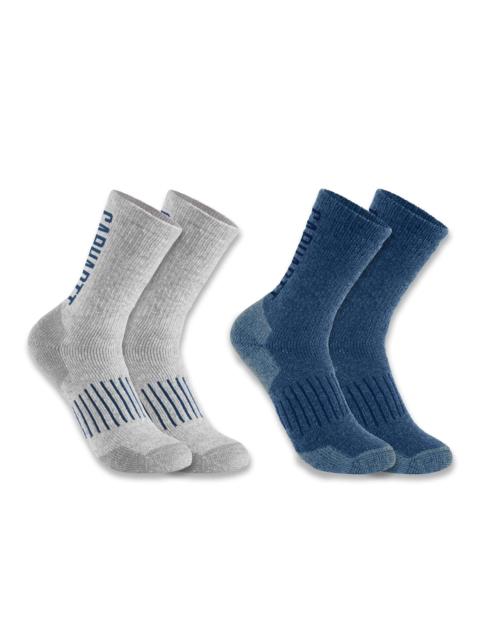 Carhartt Midweight Synthetic-Wool Blend Logo Crew Sock 2-Pack