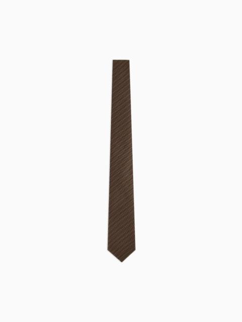 GIORGIO ARMANI Silk tie with jacquard chevron motif