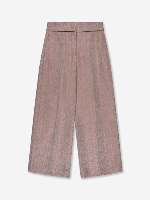 SLOWEAR Regular fit linen and viscose herringbone trousers