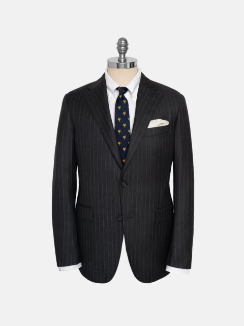 J. PRESS MADE-IN-USA CHARCOAL CHALKSTRIPE TWO-BUTTON DARTED SUIT