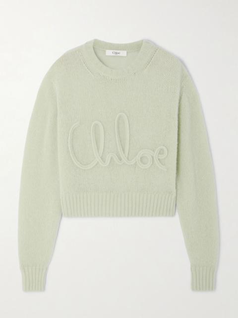 Chloé Embroidered alpaca and silk-blend sweater Green
