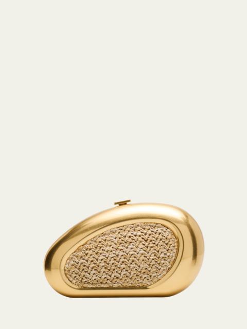 SIMKHAI Luna Oval Woven Clutch Bag