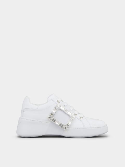 Roger Vivier Viv' Skate Strass Buckle Sneakers in Soft Leather