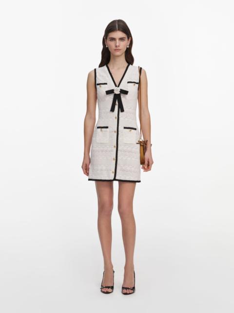self-portrait White Pointelle Knit Mini Dress