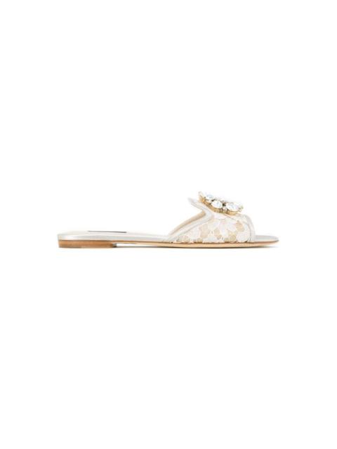 Dolce & Gabbana Bianca crystal-embellished lace sandals