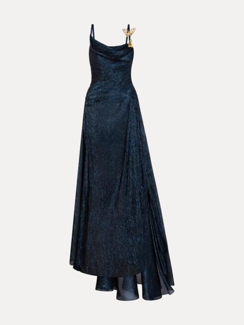 Oscar de la Renta LAMÉ MOUSSELINE DRAPED GOWN