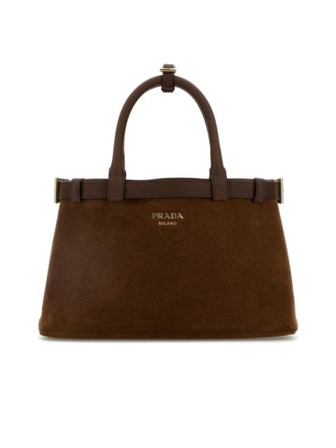 Prada Prada Buckle Small Suede Handbag with Double Belt