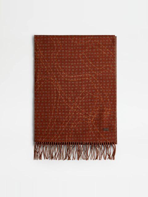 Tod's CASHMERE BLEND SCARF - BROWN
