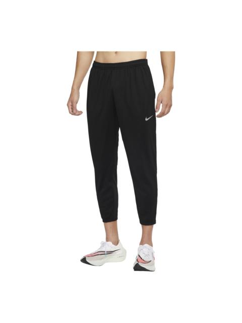 Nike 남자 나이키 로고 단단한 색깔 탄력 있는 허리띠 Drawstring 스포츠 바지 / 바지/조글러 Autumn 검정