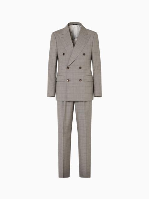 GIORGIO ARMANI ROYAL LINE DOUBLE-BREASTED SUIT IN WINDOWPANE CHECK VIRGIN WOOL