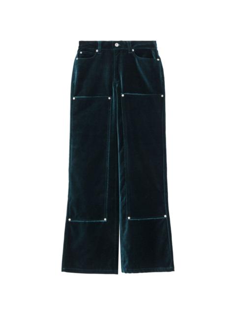 wide-leg velvet trousers