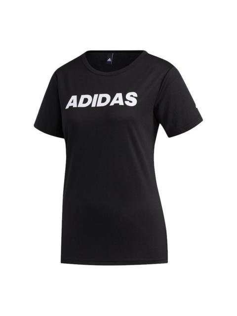 adidas (WMNS) adidas Mh Cap Lin T Contrasting Colors Alphabet Printing Sports Short Sleeve Black FM5312