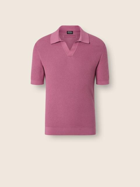 ZEGNA PINK PREMIUM COTTON POLO SHIRT