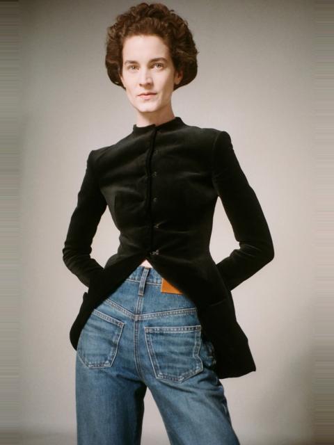 A.W.A.K.E. MODE ROUND NECK JACKET WITH COLLAR AT HEM BLACK