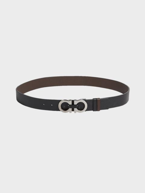 Men's Double Adjustable Reversible Leather Gancini Belt