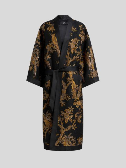 Etro KIMONO COAT WITH BEADS AND NATURE EMBROIDERY