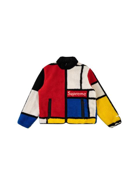 Supreme reversible color-blocked fleece jacket