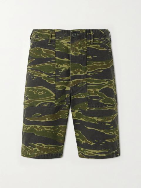orSlow U.S. Army Fatigue Printed Straight-Leg Rip-Stop Cotton Shorts