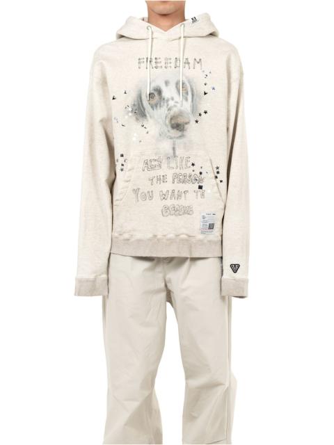 Maison MIHARAYASUHIRO Dog Printed Embellished Distressed Hoodie