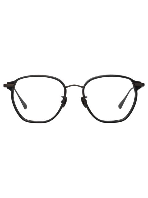 LINDA FARROW DANILO ANGULAR OPTICAL FRAME IN MATT NICKEL