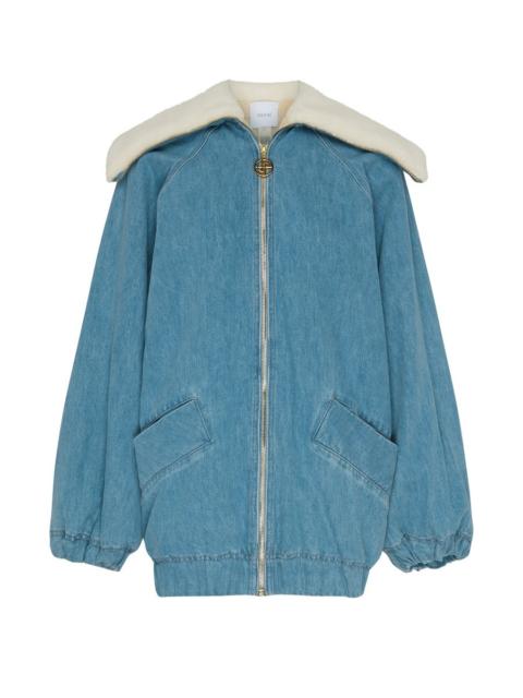 PATOU faux shearling-trim denim 재킷