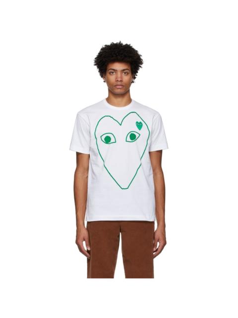 Comme des Garçons PLAY White & Green Outline Heart T-Shirt