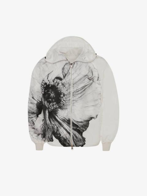Alexander McQueen Flower Print Windbreaker in White/black