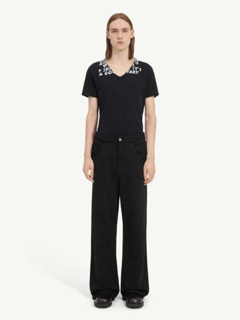MM6 Maison Margiela Logo-embroidered unbrushed cotton trousers