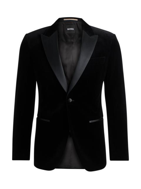 BOSS SLIM-FIT TUXEDO JACKET IN PURE-COTTON VELVET
