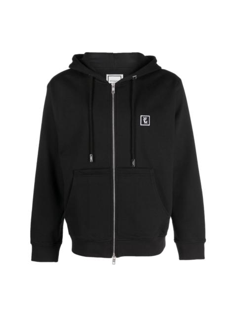 logo-patch cotton zip-up hoodie