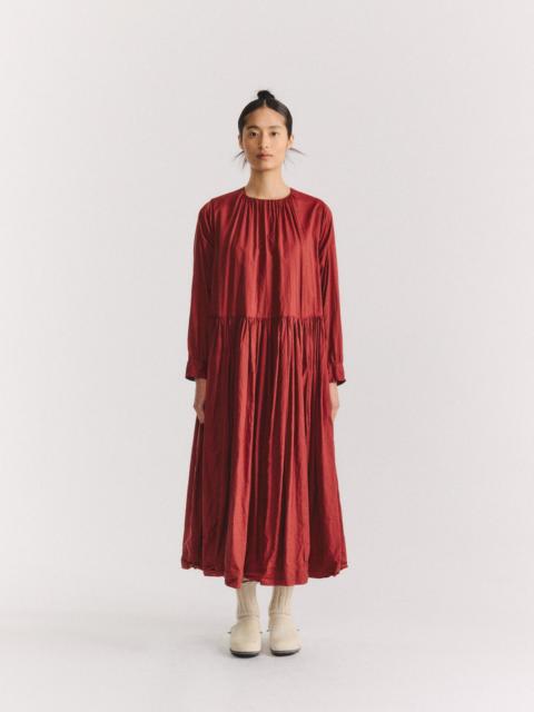 CASEY/CASEY POMME RUCHEE DRESS - TWIL COT SILK - BRICK