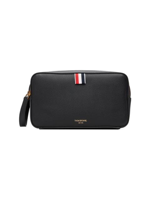 Thom Browne Black Soft Pebble Grain Leather Wash Pouch